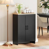 HOMCOM Modern Storage Cabinet with Doors and Adjustable Shelf for Kitchen, Living room, 23.6" x 11.8" x 35.4", Black(m-1)