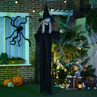 HOMCOM 6' Life Size Black Witch Outdoor Halloween Decoration, Halloween Prop w/ Light Up Eyes(m-8)