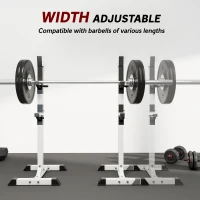 Soozier Adjustable Barbell Rack Stable Power Squat Stand Portable 2 Bars Barbell Holder Weight Rack, Black and White(m-6)