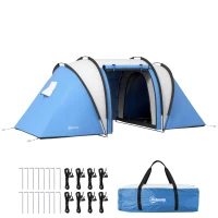 Outsunny Camping Tent with 2 Bedrooms and Living Area, 3000mm Waterproof Family Tent, for Fishing Hiking Festival, Blue(m-9)