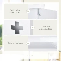 kleankin Wall Mount Medicine Cabinet Bathroom Cabinet with 2 Shelves, Steel Frame and Magnetic Door, White(m-5)