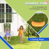 Outsunny Kids Swing Set Outdoor Metal Swing Frame with Double Swing Seats for 1-2 Children Aged 3-8 Years Old(m-4)
