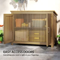 Outsunny Wooden Garden Shed, Compact Outdoor Storage Cabinet with 2 Shelves and 2 Doors for Patio, Deck, Lawn, 43" x 20" x 34"(m-5)