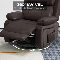 HOMCOM PU Leather Reclining Chair with Vibration Massage Recliner, Swivel Base, Rocking Function, Remote Control, Brown(m-6)