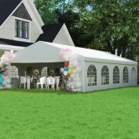Outsunny 33'x20' Heavy Duty Steel Carport Garage Wedding Party Event Tent Shelter Gazebo Outdoor w/ Sidewalls Canopy Pavilion White(m-9)