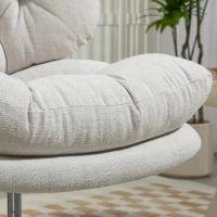 HOMCOM Computer Desk Chair, Armless Office Chair with Wide Padded Seat and Adjustable Height, Cream White(m-7)