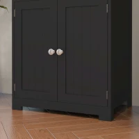 HOMCOM 63" Small Buffet with Hutch, 4-Door Kitchen Pantry Storage Cabinet with Adjustable Shelf for Dining Room, Black(m-10)