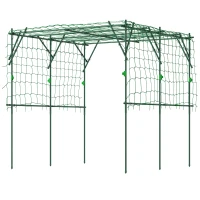 Outsunny Garden Arch Cucumber Trellis for Climbing Plants, 7.3 FT Tall Metal Plant Trellis Support with Climbing Net, Green(m-2)