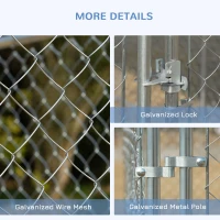 PawHut Dog Kennel Outdoor Galvanized Chain Link Fence Heavy Duty Pet Run House Chicken Coop with Secure Lock Mesh Sidewalls for Backyard Garden Silver, 13' L x 7.5' W x 5.9' H(m-13)