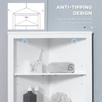 kleankin Tall Bathroom Storage Cabinet, Corner Cabinet with Doors, Linen Cabinet with Doors and 3-Tier Shelves, White(m-7)