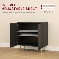 HOMCOM Modern Kitchen Storage Cabinet, Sideboard Buffet Cabinet with Adjustable Shelves and Metal Legs for Kitchen, Black(m-13)