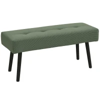 HOMCOM 39" Upholstered Ottoman Bench, Corduroy Entryway Bedroom Bench with Padded Seat and Steel Legs for Bedroom, Green(m-10)