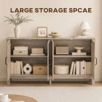 HOMCOM Sideboard Buffet, Storage Cabinet with Barn Door and Adjustable Shelf, TV Stand for TVs up to 65 Inches, Light Grey(m-4)