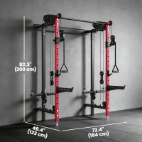 Soozier Foldable Power Cage, Space-Saving Power Rack with Pull-Up Bar, Cable Pulley System, 1540 lbs Capacity(m-3)
