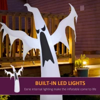 HOMCOM 6FT Tall Halloween Inflatable White Ghost, Outdoor Blow Up Yard Decoration with LED Lights for Garden, Lawn, Party, Holiday(m-4)