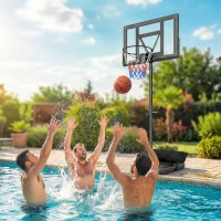 Soozier Basketball Hoop Stand Outdoor, 4.4–10 ft Single Hand Rotation Adjustable with Shatterproof Backboard & Weight Bag(m-8)