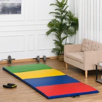 Soozier 4'x10'x2'' Folding Gymnastics Tumbling Mat, Exercise Mat with Carrying Handles for Yoga, MMA, Martial Arts, MultiColor(m-1)