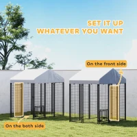PawHut Outdoor Dog Kennel with Waterproof UV-Resistant Cover, Rotating & 4-Level Adjustable Feeding Bowls, 5.9 x 4 x 6 ft(m-7)