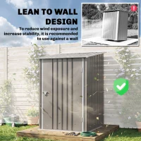Outsunny 3.3' x 3.4' Lean-to Outdoor Garden Storage Shed, Galvanized Steel with Lockable Door for Patio Brown and White(m-6)