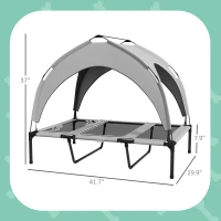 PawHut Elevated Dog Bed with Canopy, Raised Outdoor Pet Bed for Camping with Washable Breathable Mesh, 42" x 30" x 37"(m-4)