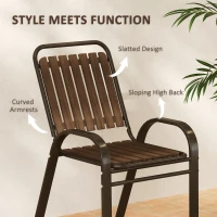 Outsunny 3 Pieces Patio Bistro Set, 2 Stackable Chairs with Tempered Glass Table, for Outdoor, Garden Backyard Porch, Dark Brown(m-7)