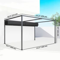 Outsunny 10' x 7' Patio Pergola with Retractable Canopy, Outdoor Sun Shelter, Yard Shade, Black(m-3)