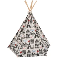 PawHut Foldable Teepee Puppy Dog Cat Bed Tents & Houses Pet Small Washable with Cushion(m-5)