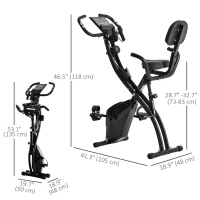 Soozier 3 in 1 Folding Exercise Bike, Foldable Stationary Bike with 8-Level Magnetic Resistance, Adjustable Seat, Black(m-4)