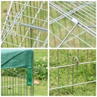 PawHut Metal Chicken Coop, 87" x 41" x 41" Chicken Run Pen for Yard with Cover, Portable Catio Poultry Cage Indoor Outdoor Backyard, Cat Cage for Rabbit, Duck, Hen, Small Animal, Chinchillas, Beige(m-8)