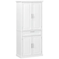 HOMCOM 72" Kitchen Pantry Cabinet, Freestanding Storage Cabinet, 4-Door Cabinet with Drawer and Adjustable Shelves, White(m-2)