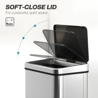 HOMCOM 13.2 Gal (50 L) Automatic Garbage Can w/ Soft-Close Lid, Touchless Trash Can with Fingerprint Resistant Stainless Steel(m-7)