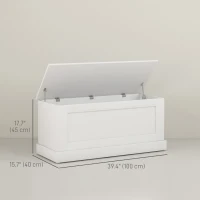 HOMCOM 39.4 Inches Storage Chest, Storage Trunk with Safety Hinge, Wooden Box for Living Room, White Wood Grain(m-3)