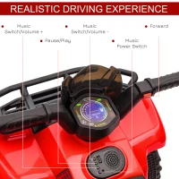 Aosom 6V Kids ATV Quad, 4 Wheeler Battery Powered Electric Ride on Car with Music, Forward, for Boys and Girls Ages 18-36 Months, Red(m-6)
