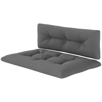 Outsunny 2-Piece Pallet Cushion Set, Outdoor 3.9" Thick Replacement Pallet Sofa Cushions, Tufted Replacement Pads for Garden Patio, Charcoal Grey(m-2)