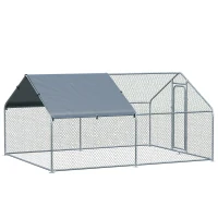 PawHut Large Chicken Coop Metal Chicken Run for Chickens with Waterproof and Anti-U Cover, Spire Shaped Walk in Fence Cage Hen House for Outdoor and Yard Farm Use, 1.26" Dia, 9.8' x 13.1' x 6.4'(m-19)