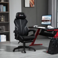 Vinsetto Gaming Chair, Ergonomic Computer Chair with Footrest, Headrest, Recliner Swivel Seat with Adjustable Height, Black(m-1)