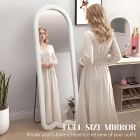 HOMCOM 64" x 24" Full Length Mirror, Floor Mirror Hanging or Wall Mount, with Arched Wavy Bottom Velvet Frame for Bedroom(m-4)