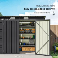 Outsunny 8 x 4FT Galvanized Garden Storage Shed, Metal Outdoor Shed with Double Doors and 2 Vents, Grey(m-6)