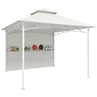 Outsunny 10' x 10' Patio Gazebo, Double Roof Outdoor Gazebo Canopy Shelter with Storage, Hook, Metal Frame, Cream White(m-9)