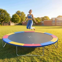 Soozier Trampoline Pad, 14FT Replacement Trampoline Safety Pad Mat Spring Cover, Water-Resistant, UV-Resistant, Tear-Resistant, No Holes for Pole, Colorful(m-9)