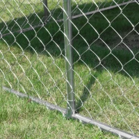 PawHut 7.5' x 7.5' x 5.6' Dog Kennel, Outdoor Dog Run with Waterproof, UV Resistant Roof, Lockable Door for Large-Sized Dogs, Silver(m-9)