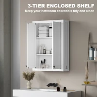 HOMCOM Bathroom Cabinet Wall Mounted, Modern Bathroom Wall Cabinet with 2 Doors and 2 Adjustable Shelves, White(m-5)