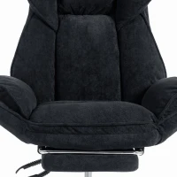 HOMCOM Big and Tall Office Chair Footrest Executive Desk Chair High Back Snowflake Velvet Reclining, Black(m-11)