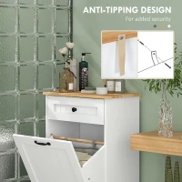 HOMCOM Laundry Cabinet with Removable Basket and Drawer, Tilt-Out Laundry Hamper for Bathroom, Living Room, White(m-6)