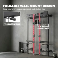 Soozier Foldable Power Cage, Space-Saving Power Rack with Pull-Up Bar, Cable Pulley System, 1540 lbs Capacity(m-4)