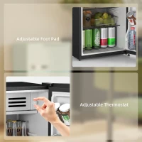 HOMCOM Retro Mini Fridge, 3.1 Cu. Ft Single Door Compact Refrigerator with Adjustable Thermostat, 2 Glass Shelves, Black(m-7)