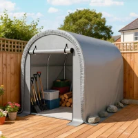 Outsunny 8' x 5' Portable Shed, Water-Resistant Bike Tent with Roll-up Zipper Door and Galvanized Metal Frame for Bike(m-7)