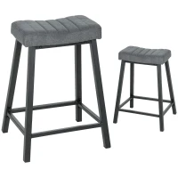 HOMCOM Set of 2 Bar Stools, Velvet Upholstered Counter Stools with Curved Seat and Footrest for Kitchen Island, Grey(m-9)