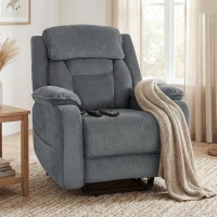 HOMCOM Power Recliner Chair with Massage, Electric Lift Chair for Elderly with Side Pockets, 2 Memory Positions, Remote, Grey(m-8)