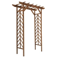 Outsunny 79" Plant Trellis, Arched Garden Arbour with Pergola Style Roof, Fir Wood Frame for Climbing Vines(m-9)